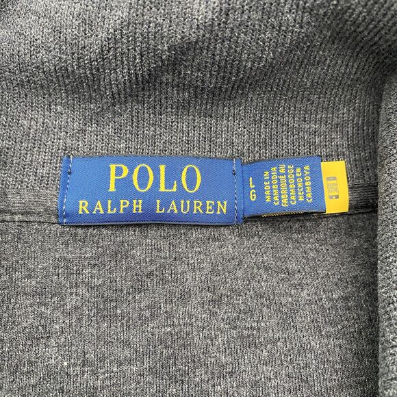 Polo Ralph Lauren 1/4 Zip Sweater Gray Cotton Pony Logo Mens Large - Picture 6 of 10